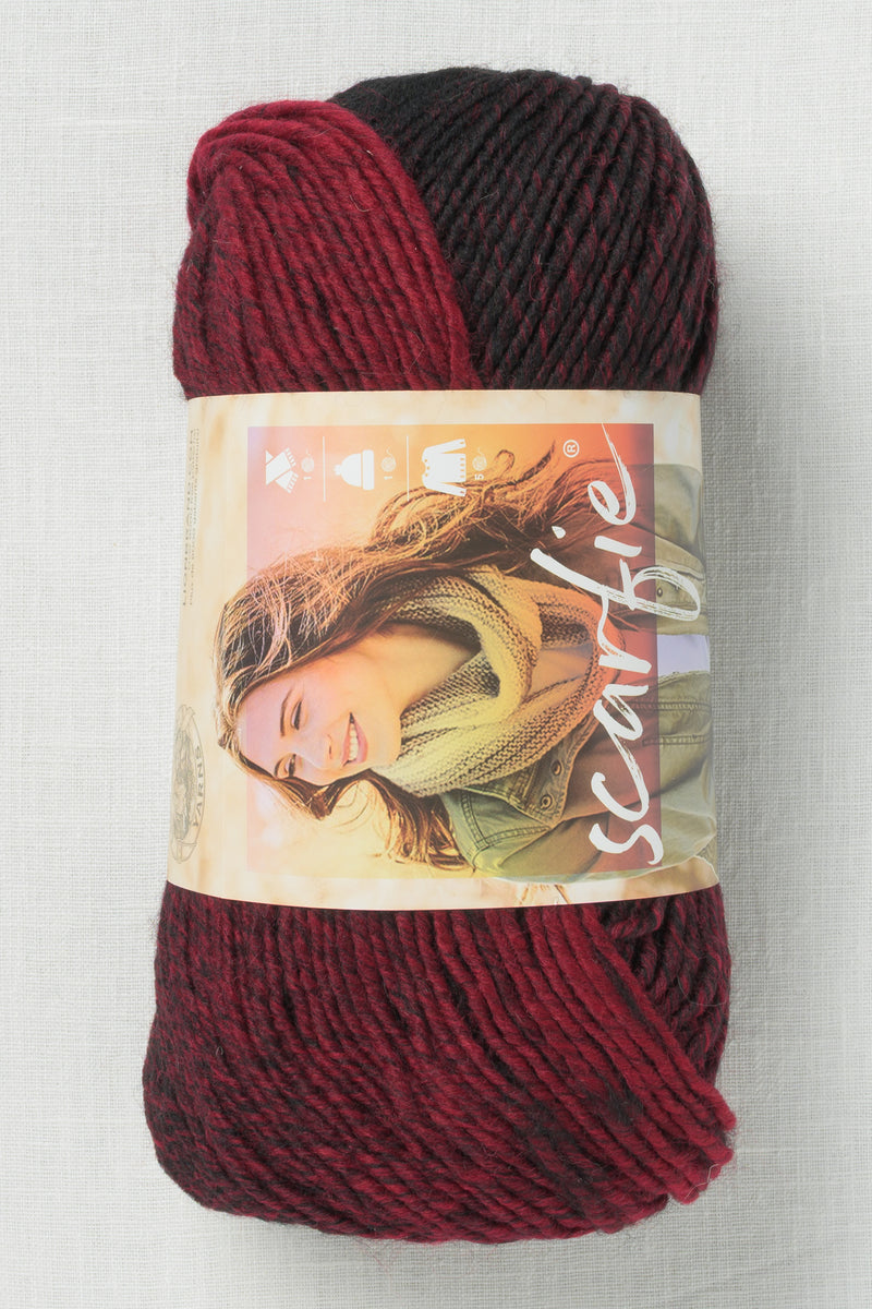 Lion Brand Scarfie 205AQ Cranberry Black