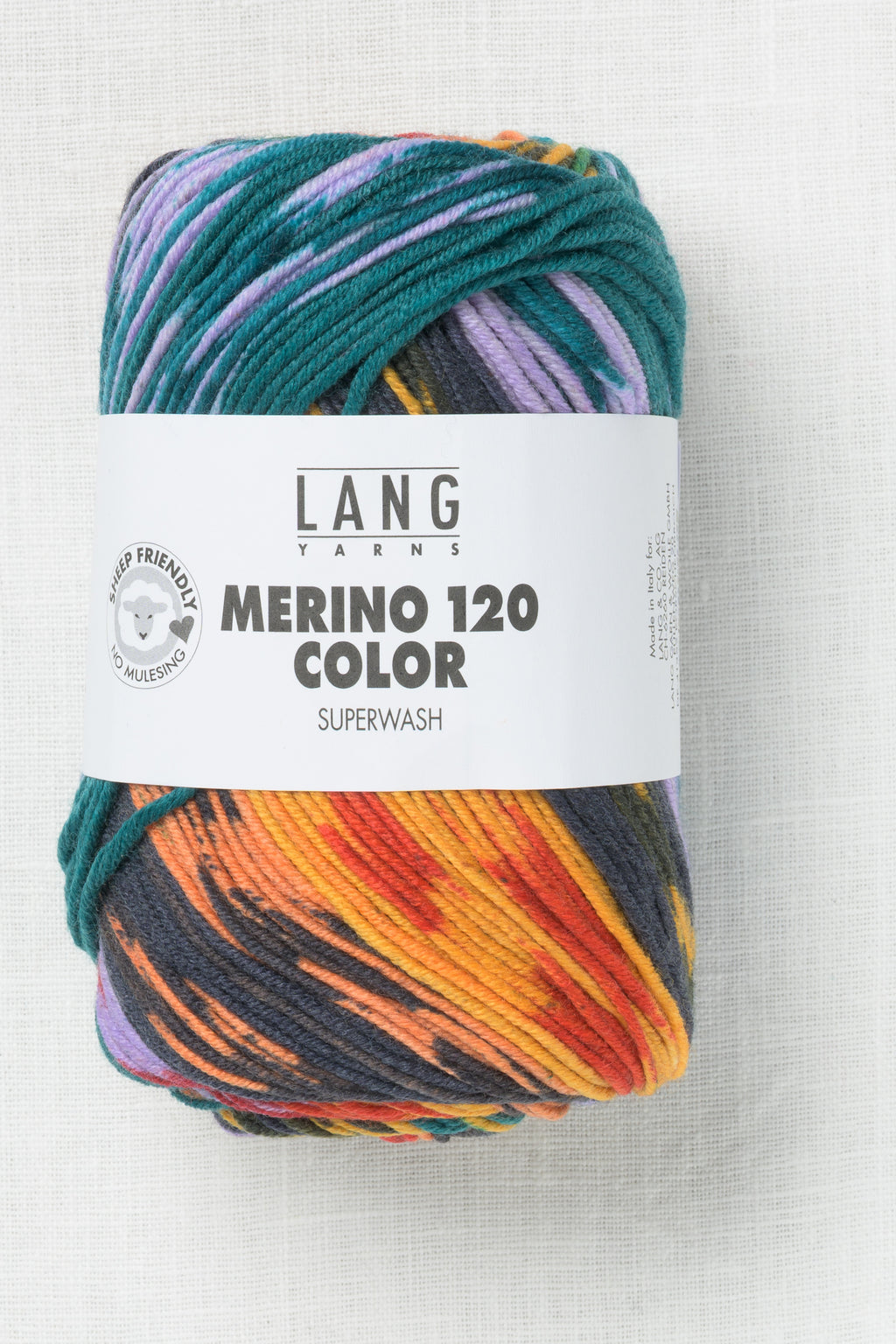 Lang Yarns Merino 120 Color 4 Yellow Orange Petrol Lilac