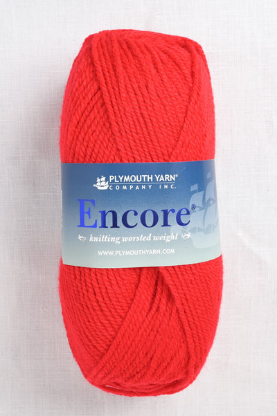 Plymouth Encore Worsted 1386 Christmas Red