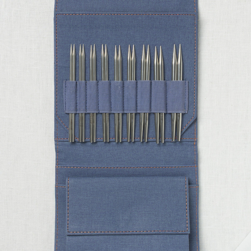 Lykke Flight 5" Deluxe Interchangeable Needle Set, US 3-10.5, Denim