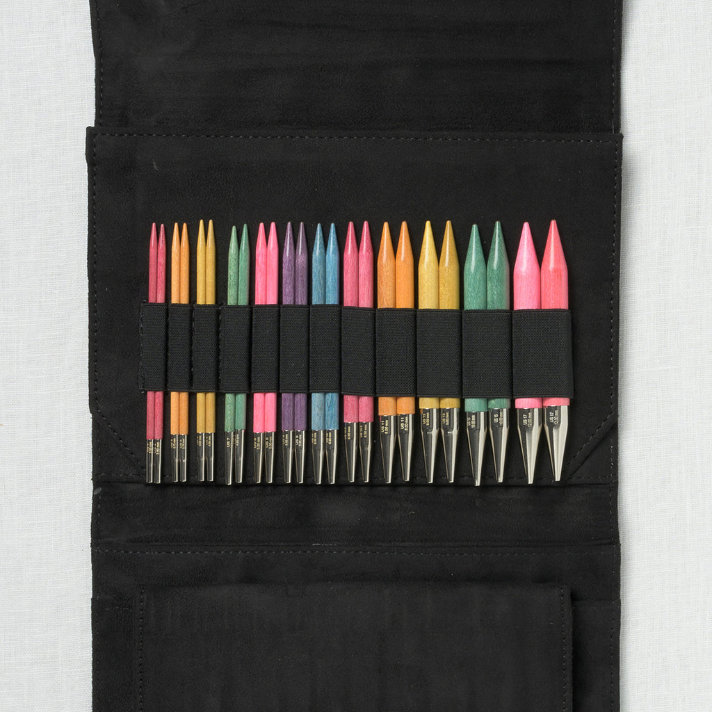 Lykke Colour 5" Interchangeable Circular Needle Set, Black Vegan Suede Case
