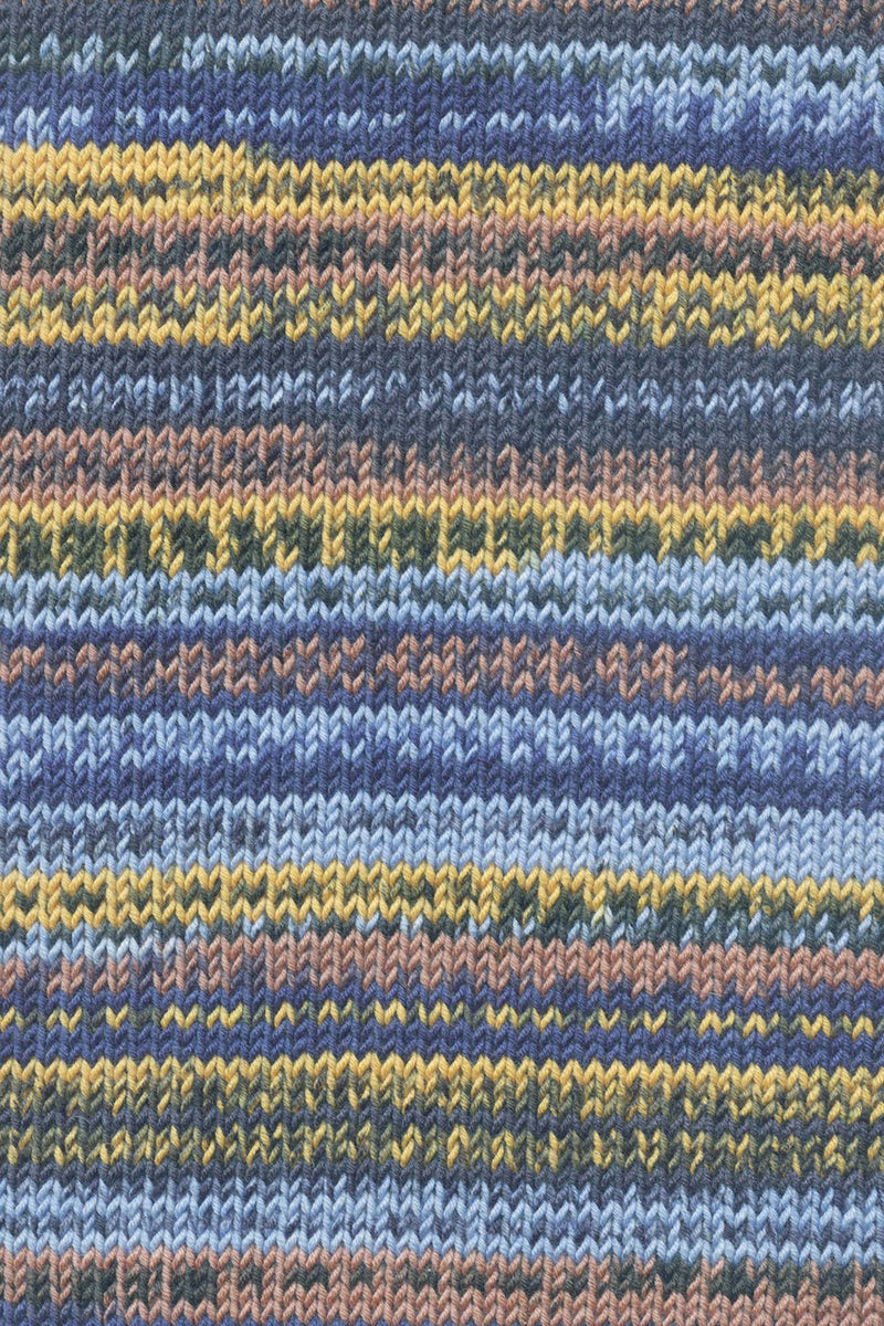 Lang Yarns Merino 120 Color 6 Light Blue Yellow Brown Dark Blue swatch