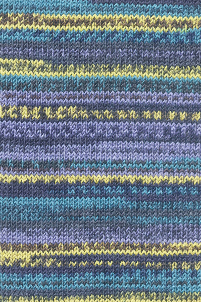 Lang Yarns Merino 120 Color 1 Violet Yellow Brown Aqua swatch