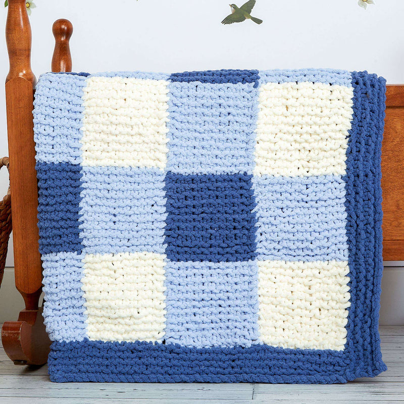 Knit Gingham Panels Blanket