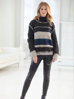 Color Block Sweater (Knit) by Lion Brand Yarn