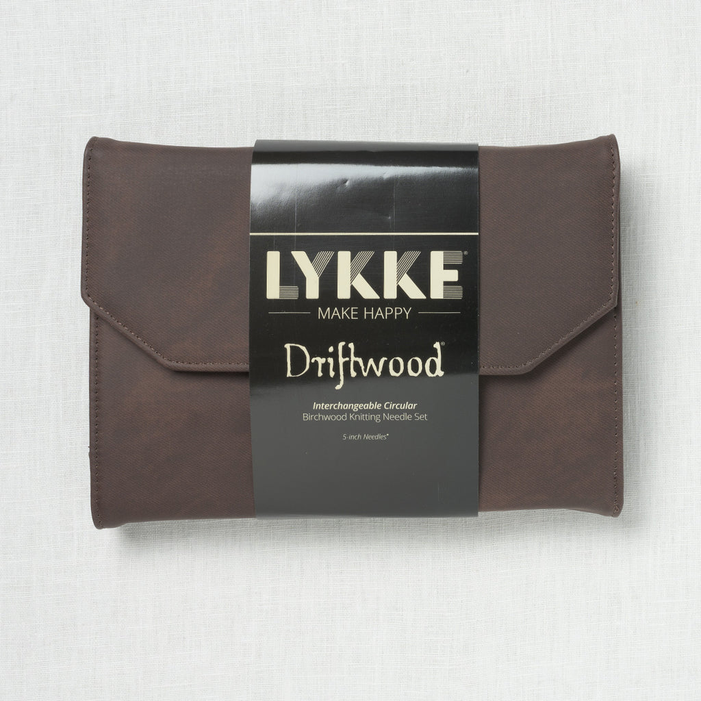 Lykke Driftwood 5" Interchangeable Circular Needle Set, Cacao Vegan Leather Case
