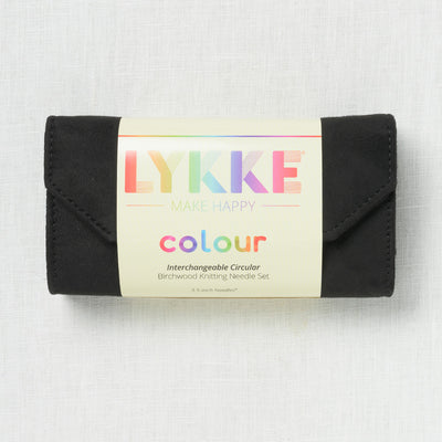 Lykke Colour 3.5" Interchangeable Circular Needle Set, Black Vegan Suede Case