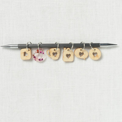 Katrinkles Valentine's Day Wood Heart Cutout Stitch Marker Set