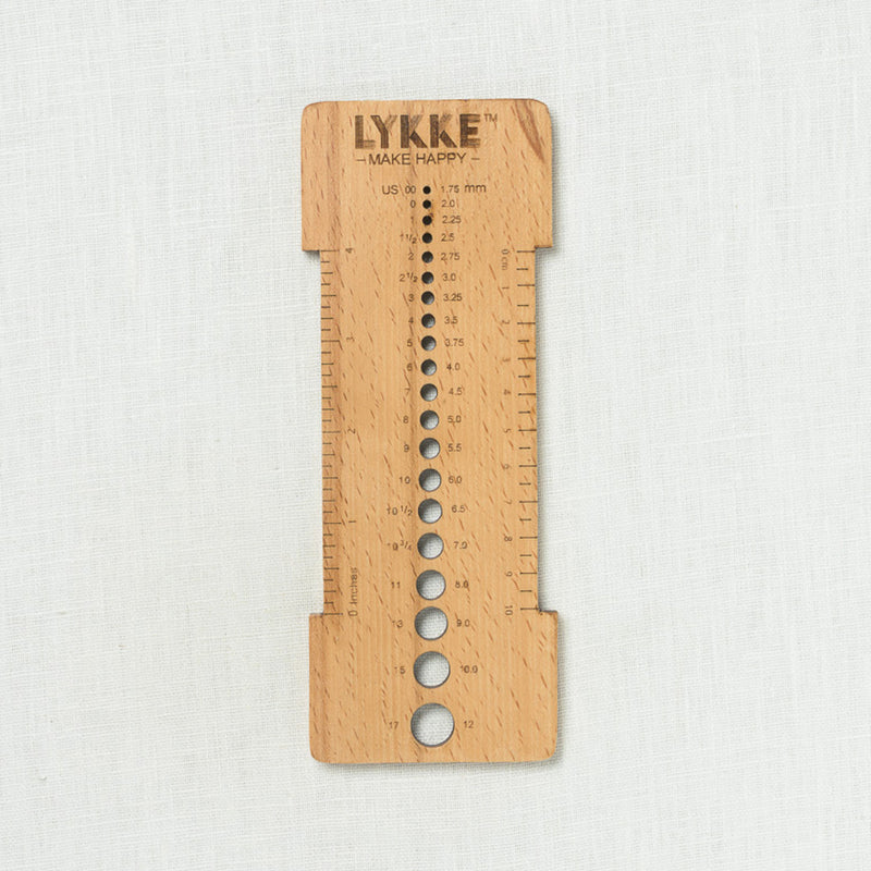 Lykke Beech Wood Needle Sizer & Gauge Tool