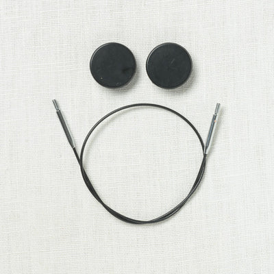 KnitPro Black Fixed Stainless Steel Interchangeable Cable with Silver Accents