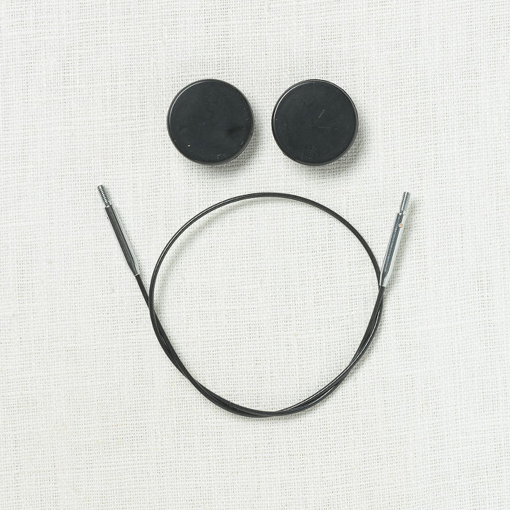 KnitPro Black Fixed Stainless Steel Interchangeable Cable with Silver Accents