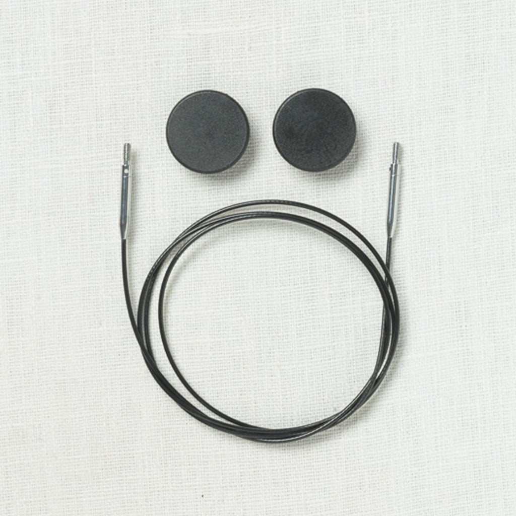KnitPro Black Swivel Stainless Steel Interchangeable Cable with Silver Accents