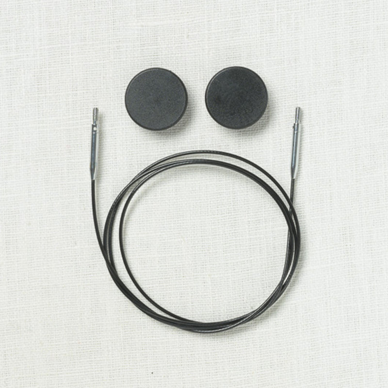 KnitPro Black Swivel Stainless Steel Interchangeable Cable with Silver Accents