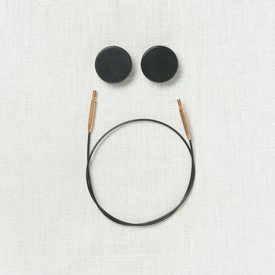 KnitPro Black Swivel Stainless Steel Interchangeable Cable with Gold Accents