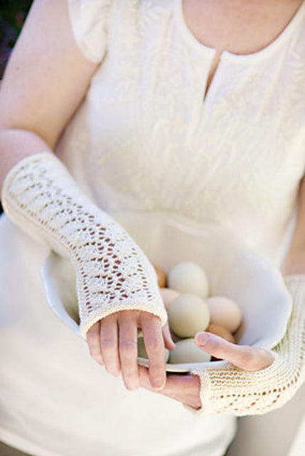 Lace Back Fingerless Gloves by Churchmouse Yarns and Teas