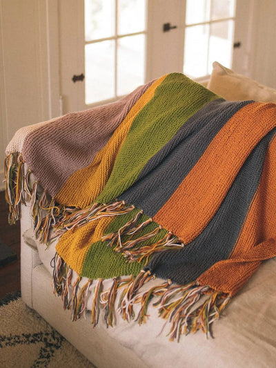 Garter Stitch Striped Throw (Knit) by Lion Brand Yarn