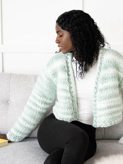 Cropped Cardigan (Knit) by Lion Brand Yarn