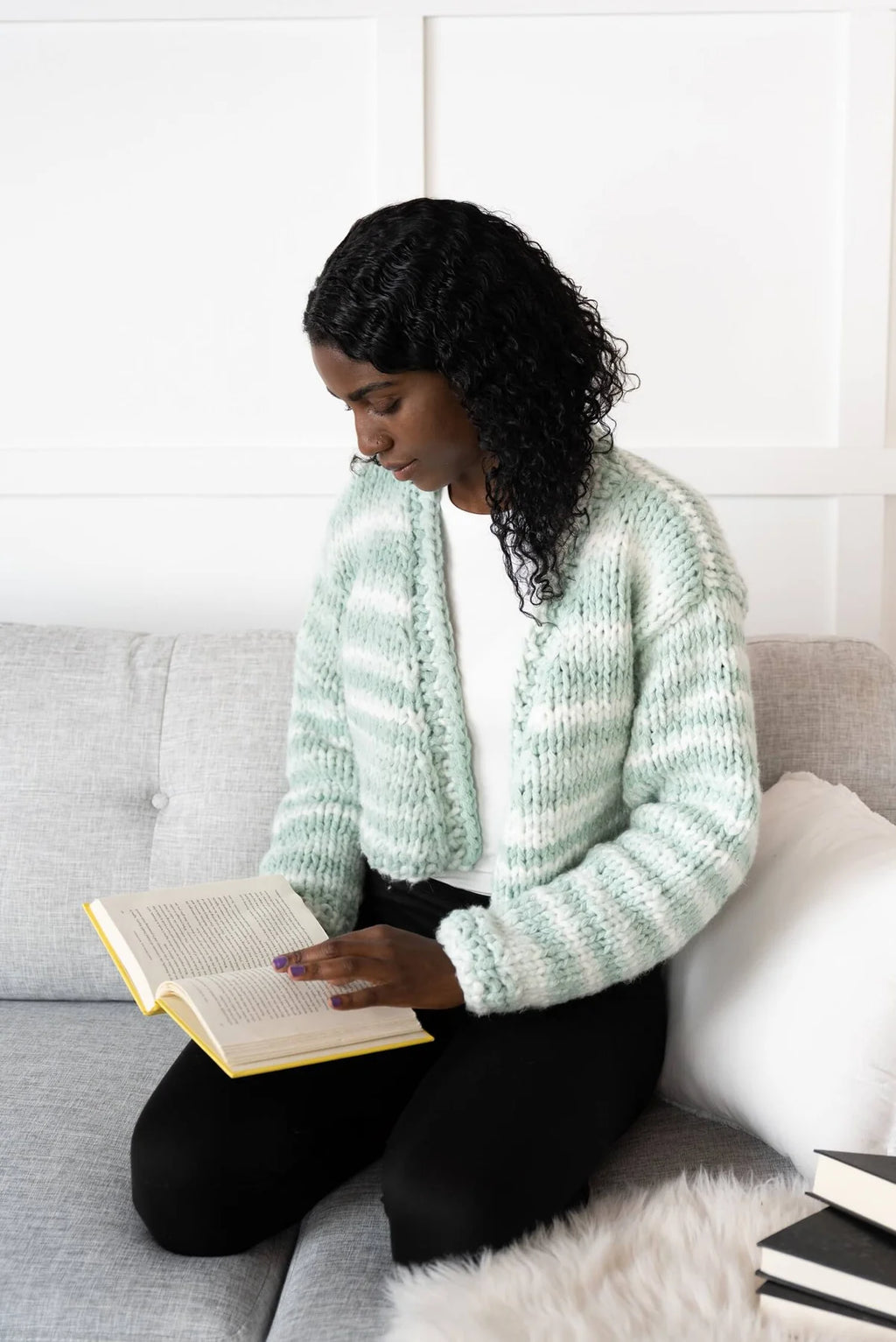 Cropped Cardigan (Knit) by Lion Brand Yarn