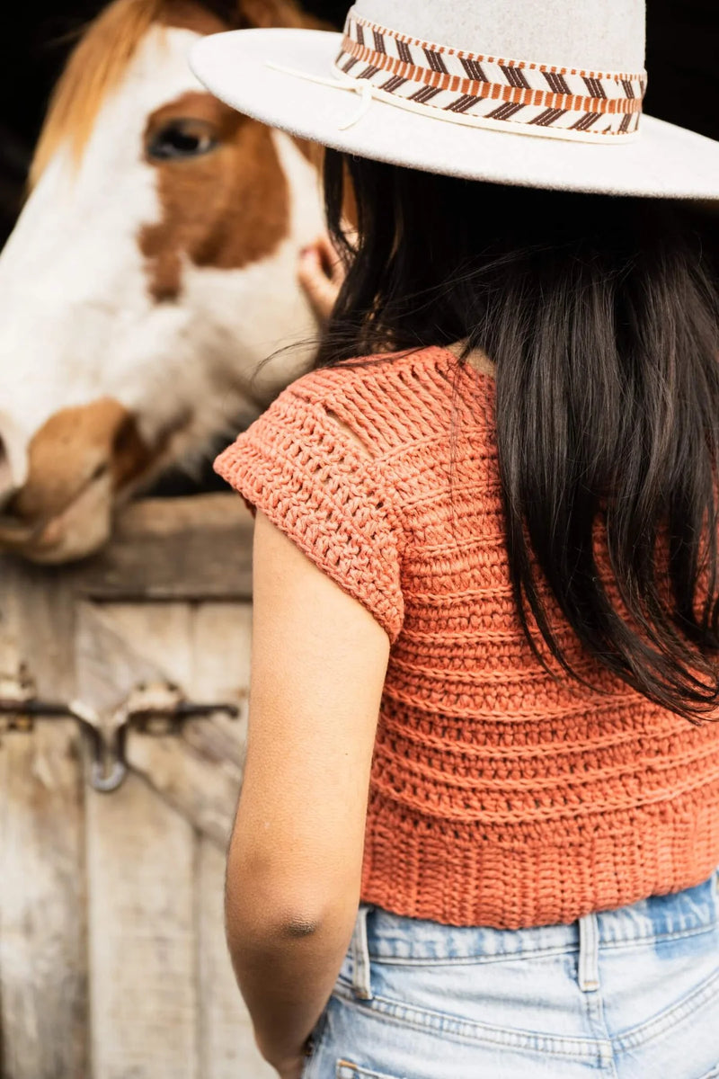 Chickadee Crop Tee (Crochet) by Lion Brand Yarn