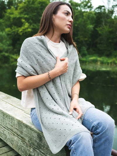 Simple Eyelet Shawl (Knit) by Lion Brand Yarn