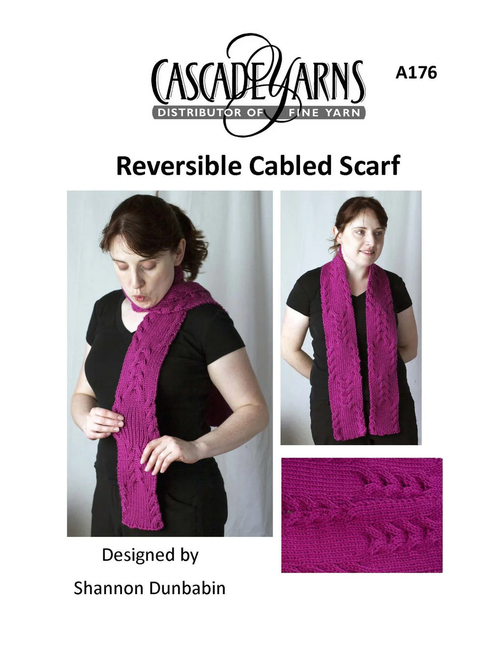 Reversible Cabled Scarf by Shannon Dunbabin