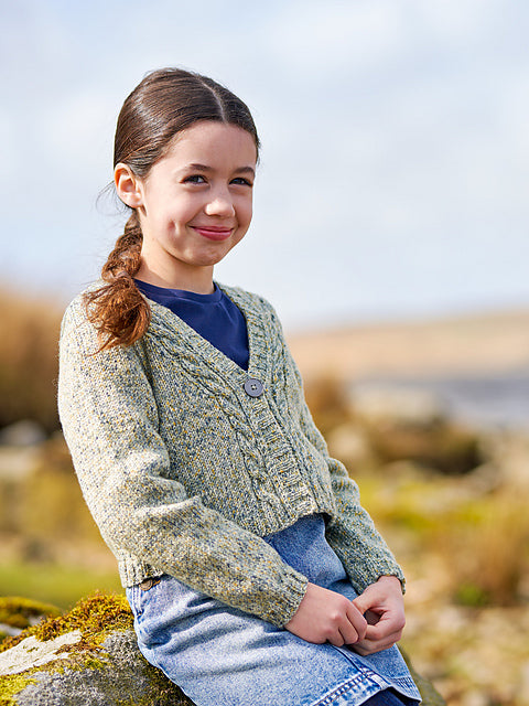 Bonnie Girls Cropped Cable Cardigan by Sarah Hatton