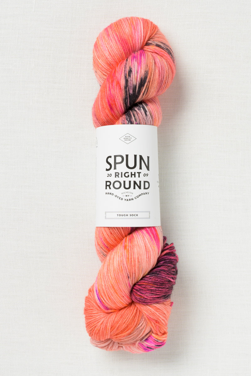 Spun Right Round Tough Sock Coral Pop
