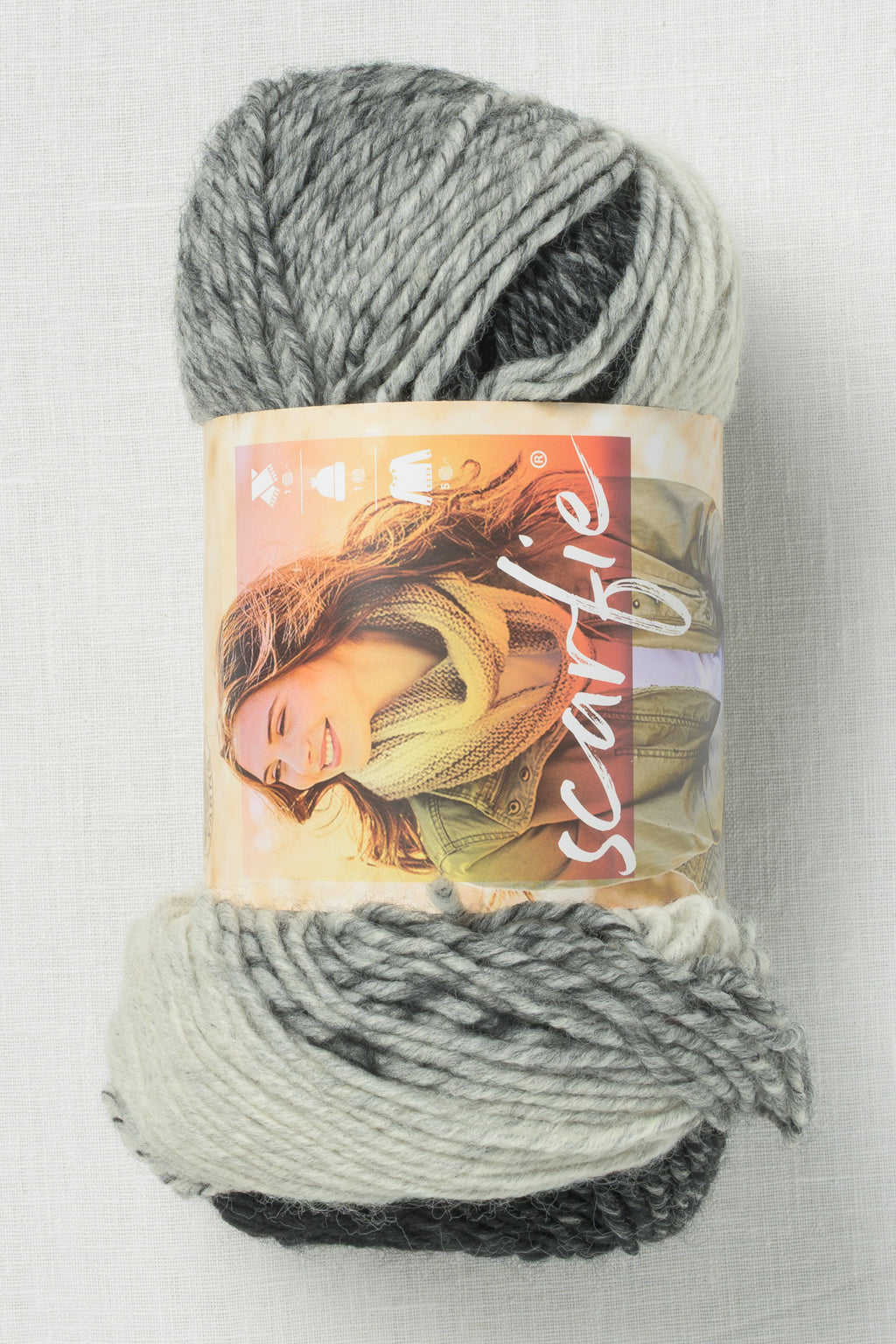 Lion Brand Scarfie 201BK Cream Black