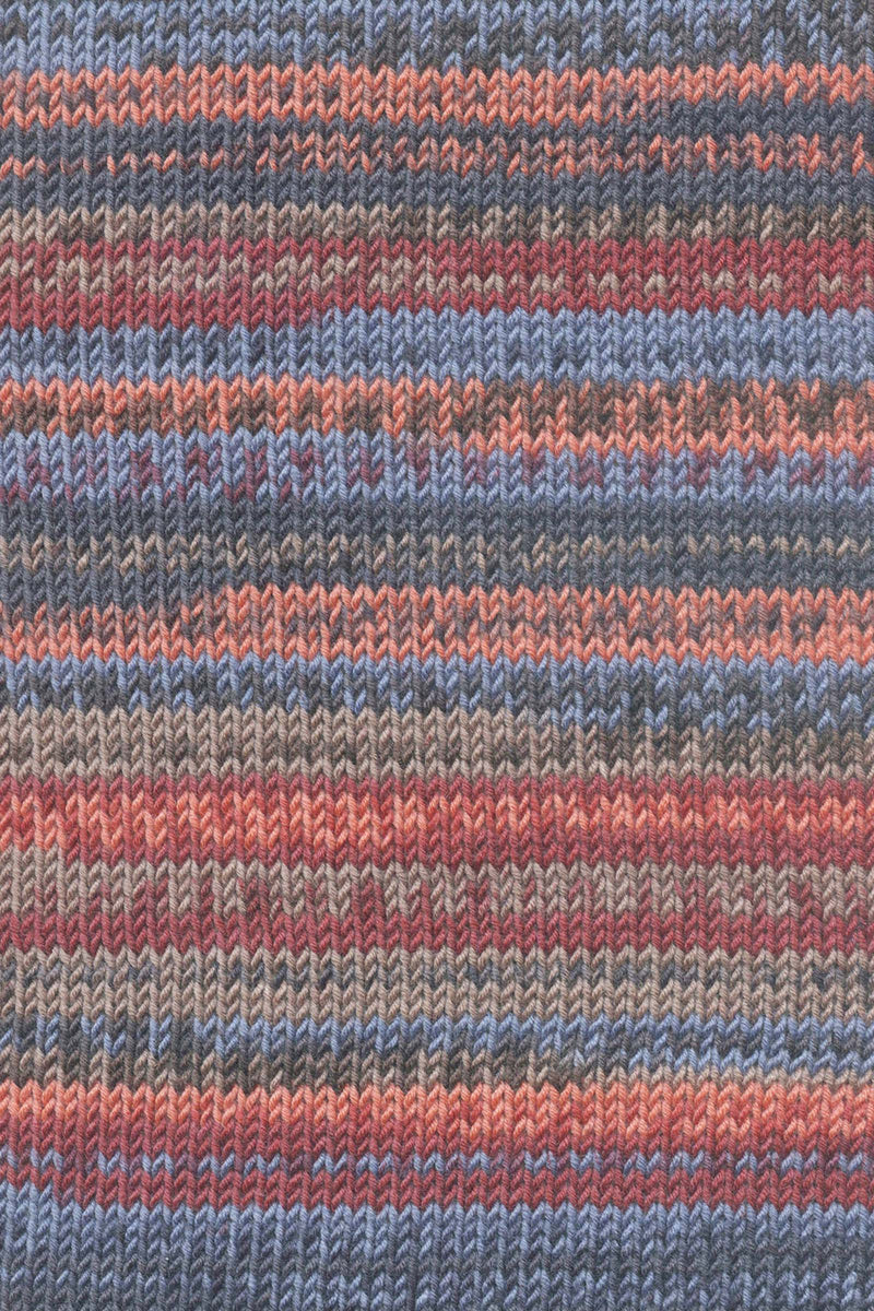 Lang Yarns Merino 120 Color 2 Blue Wine Red Brown Salmon swatch
