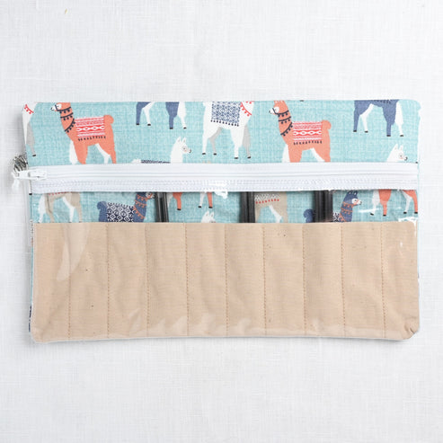 Knitty Ditty Bags, Clear Interchangeable Needle Case, Blue Alpaca Print