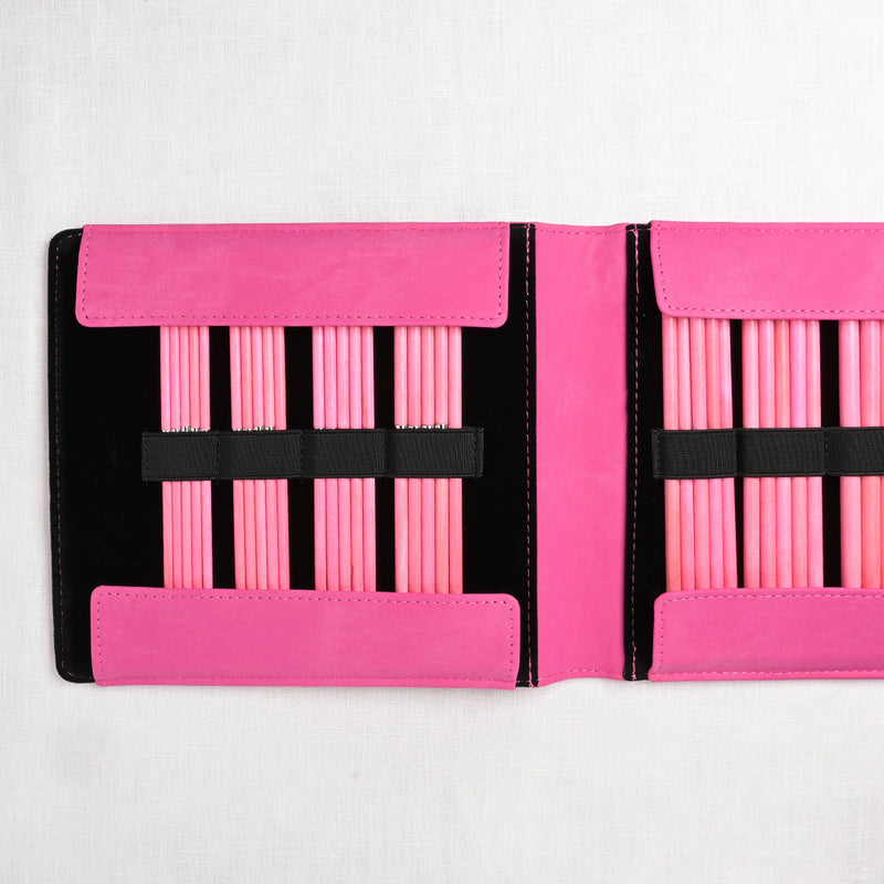 Lykke Blush 6" Double Point Needle Set, US 6-13, Fuchsia Denim Case