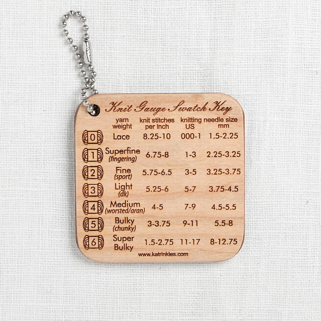 Katrinkles Knit Gauge Swatch Reference Fob