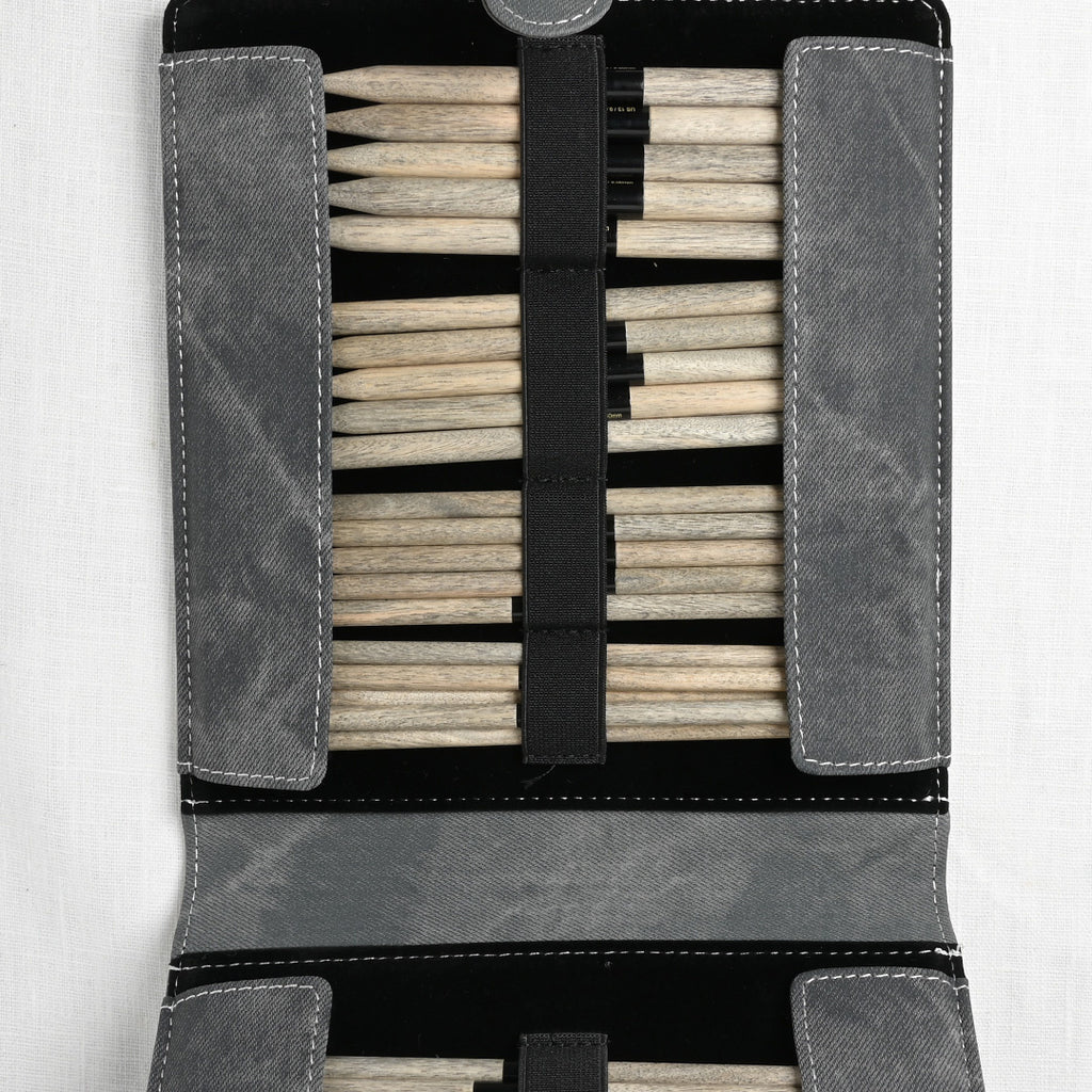 Lykke Driftwood 6" Double Point Needle Set, US 6-13, Grey Denim Case