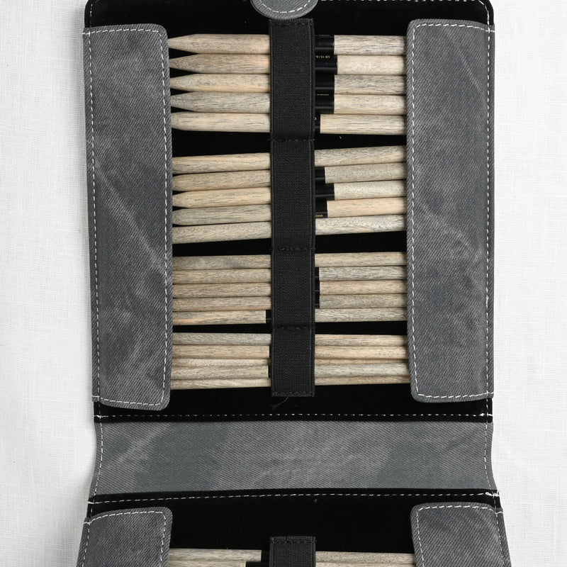 Lykke Driftwood 6" Double Point Needle Set, US 6-13, Grey Denim Case