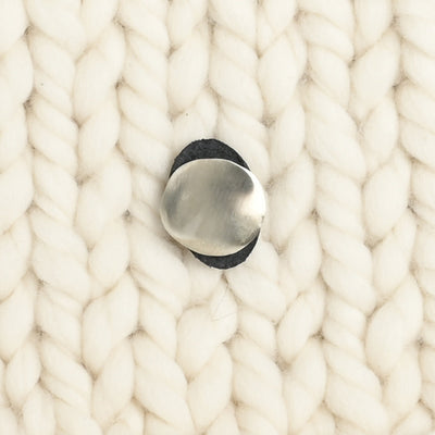 JUL Designs Midcentury Modern Circle Stud-Button, White Brass & Leather