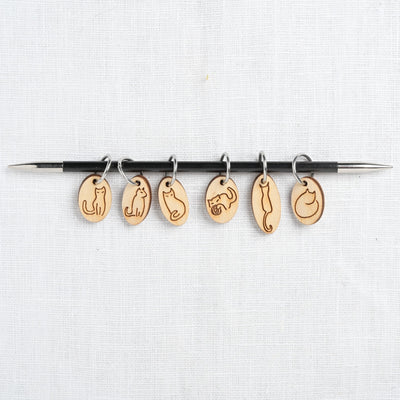 Katrinkles Wood Stitch Markers, Cats