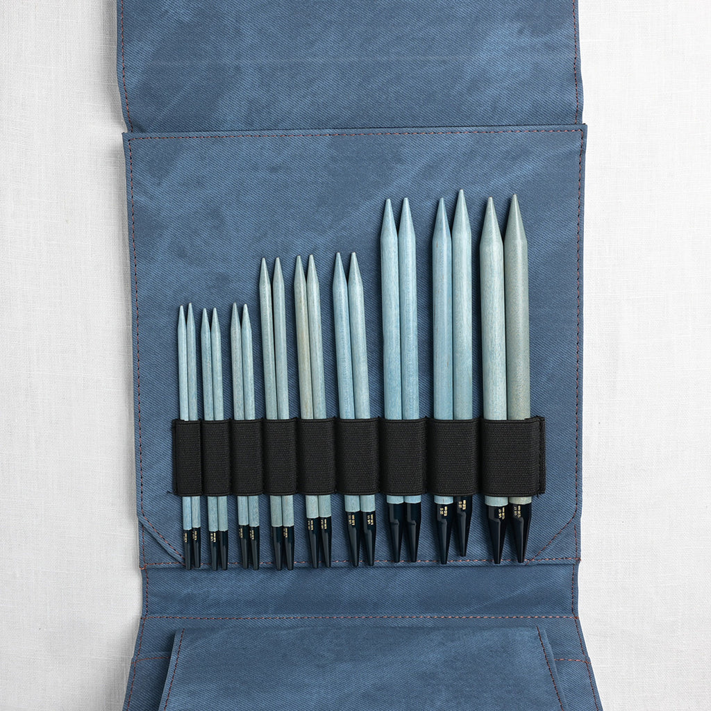 Lykke Indigo Long Interchangeable Circular Needle Set, Blue Denim Case