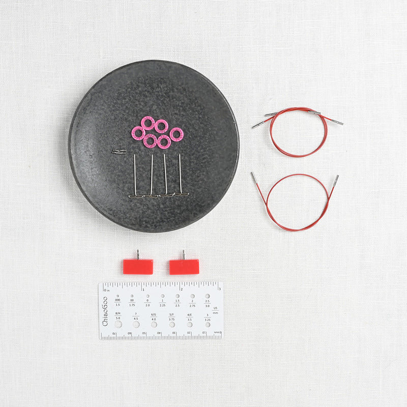 ChiaoGoo Twist Red Lace Interchangeable Needle Set, Shorties 2" & 3" (5, 8 cm), US 0-3 (2-3.25mm)