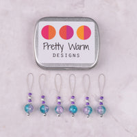 Pretty Warm Designs Turquoise & Pink Bead Stitch Markers, 6 ct.
