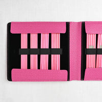 Lykke Blush 6" Double Point Needle Set, US 6-13, Fuchsia Basketweave Case