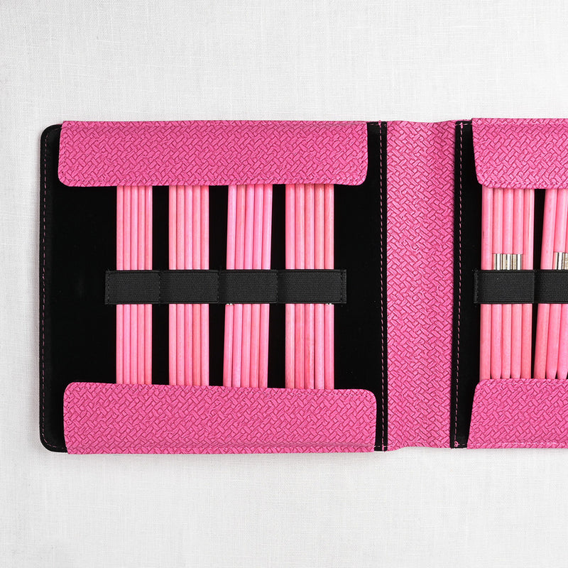 Lykke Blush 6" Double Point Needle Set, US 6-13, Fuchsia Basketweave Case