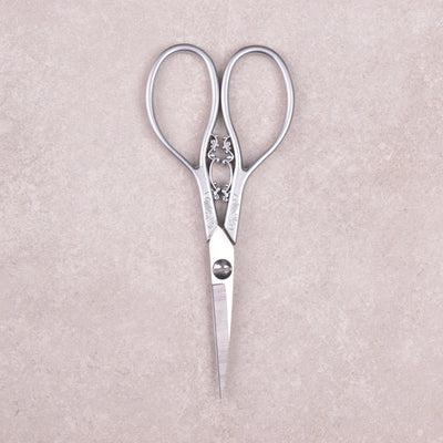 Floral Teardrop Scissors, Silver