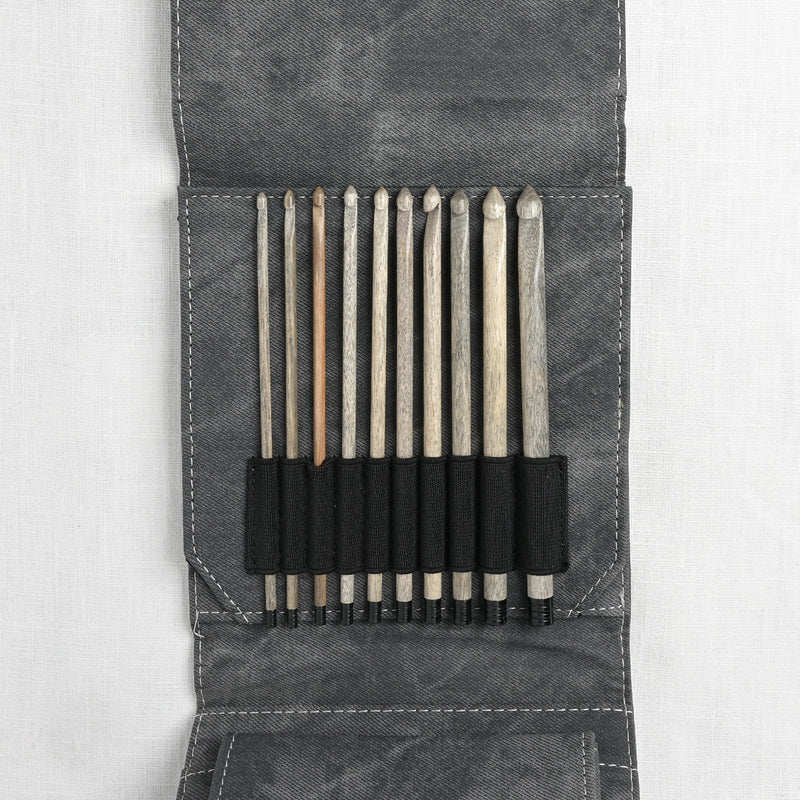 Lykke Driftwood 6" Crochet Hook Set, Grey Denim Case