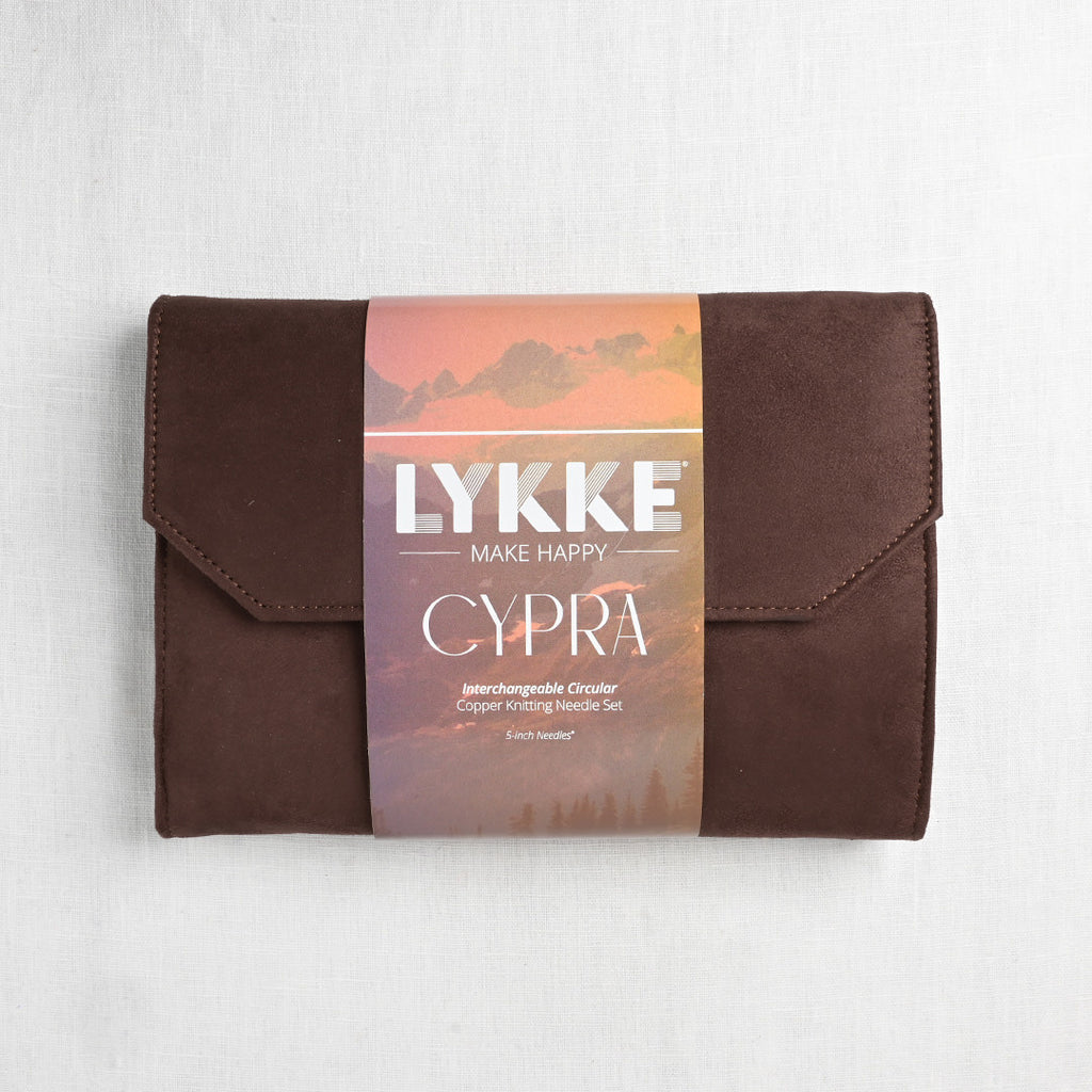 Lykke Cypra Copper 5" Interchangeable Circular Needle Set, Brown Vegan Suede Case
