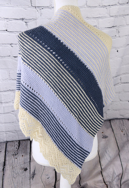 Asymmetrical Shawl with Knit-on Edging