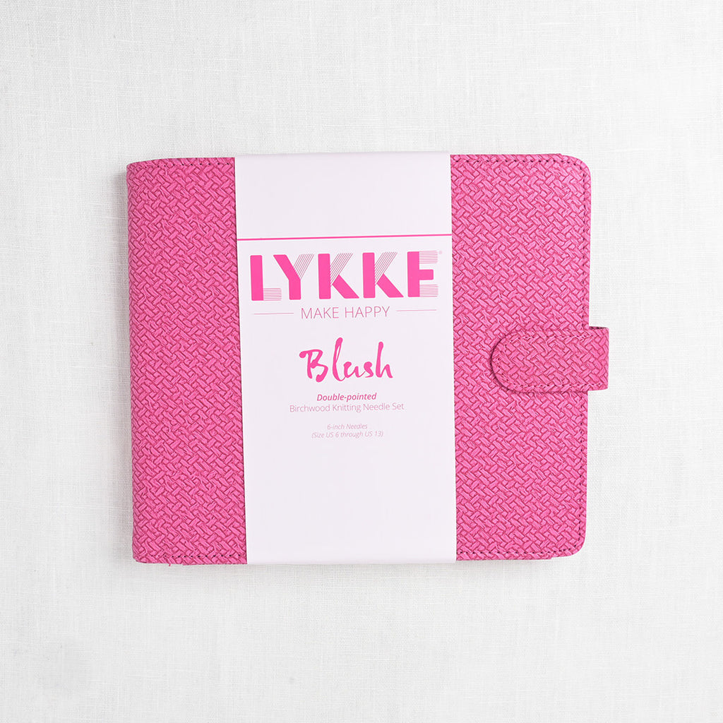 Lykke Blush 6" Double Point Needle Set, US 6-13, Fuchsia Basketweave Case
