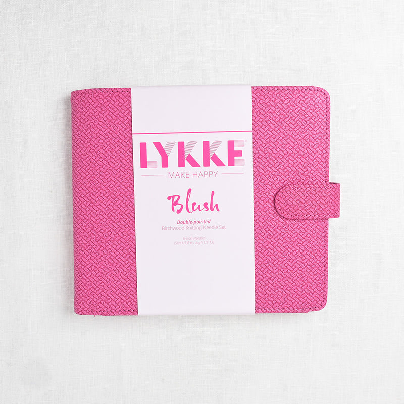 Lykke Blush 6" Double Point Needle Set, US 6-13, Fuchsia Basketweave Case