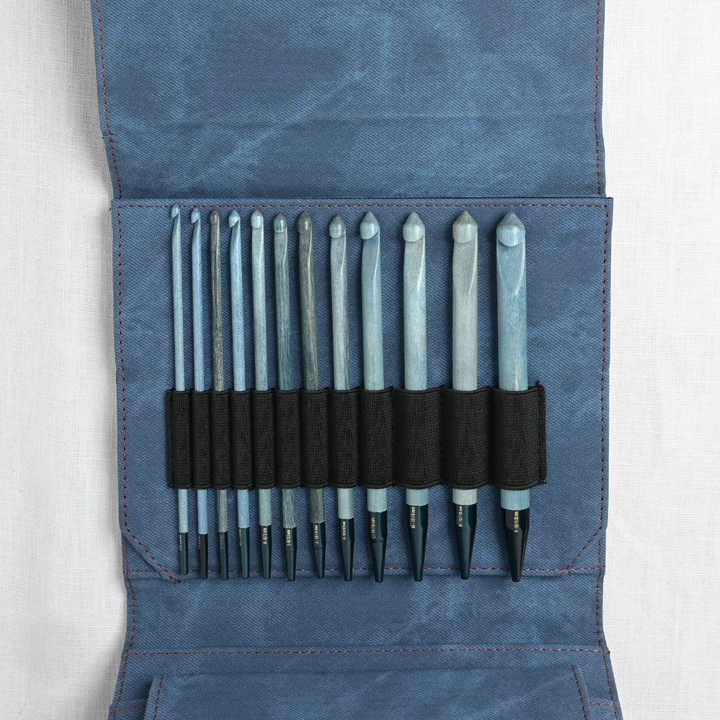Lykke Indigo 6" Interchangeable Crochet Hook Set, Blue Denim Case