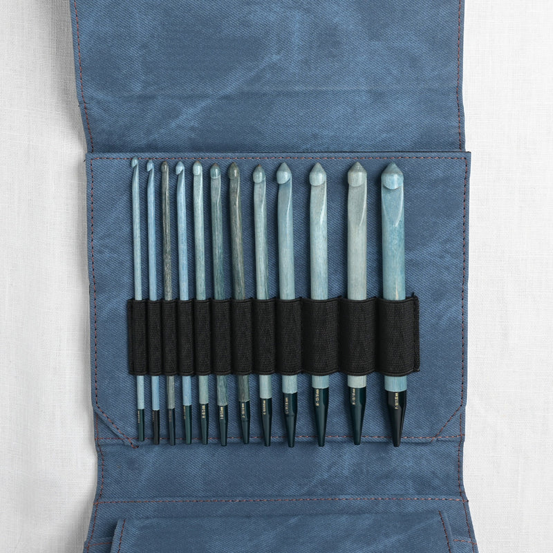Lykke Indigo 6" Interchangeable Crochet Hook Set, Blue Denim Case