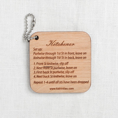 Katrinkles Wood Kitchener Stitch Instruction Fob